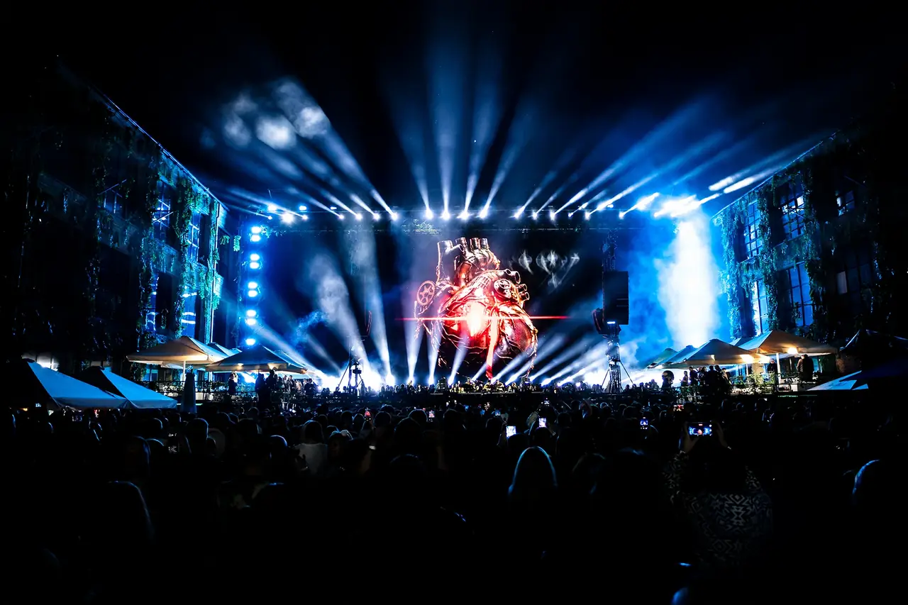 Event crowd filming LED stage content