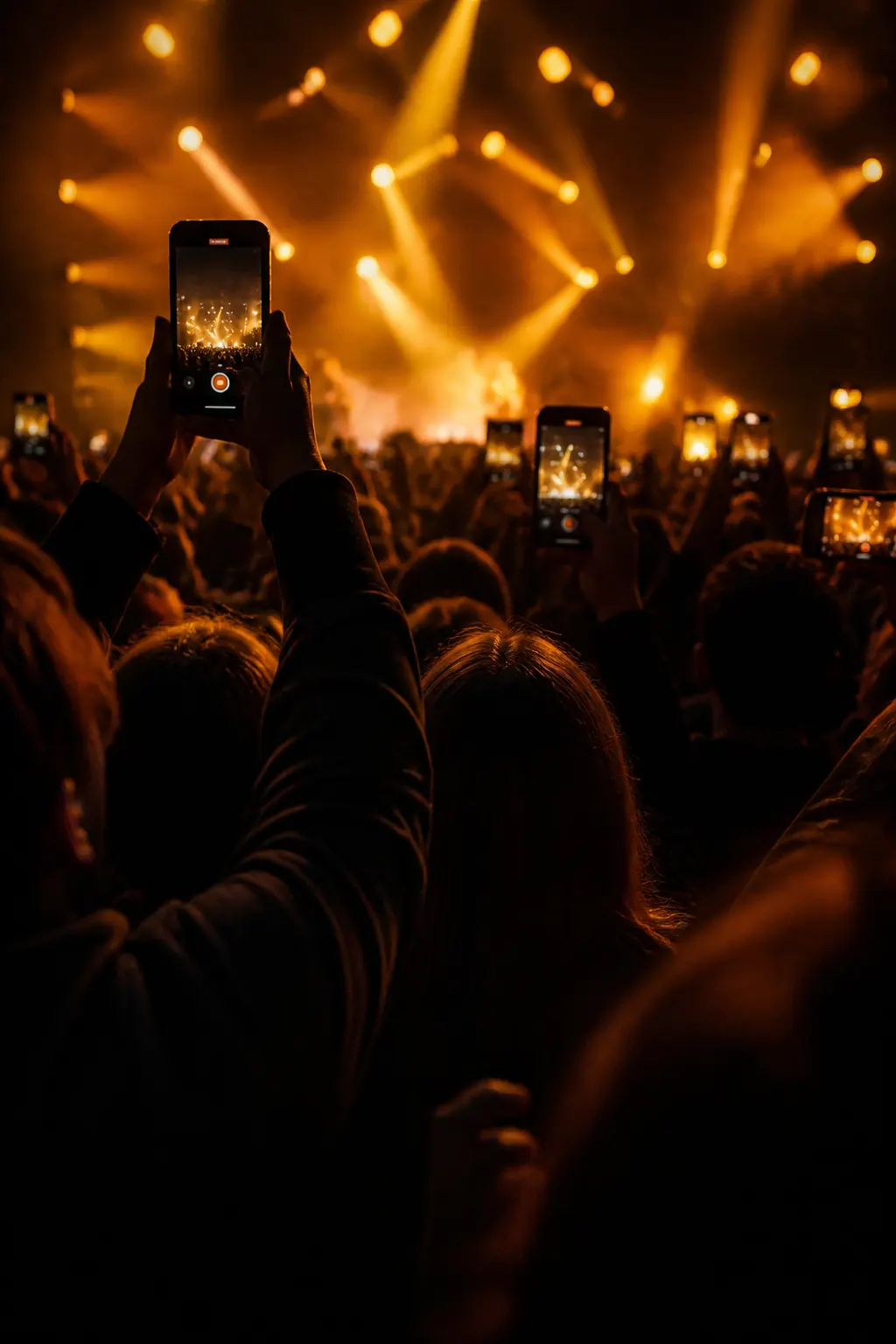 Audience filming the show on their phones